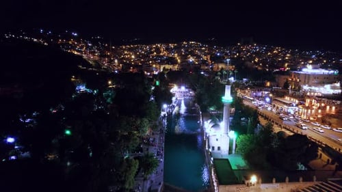 Aerial View of Sanliurfa in the Night Time