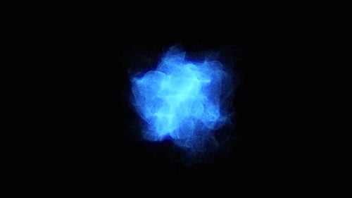 Hell leuchtende abstrakte Energiebewegung. Blauer Energieklumpen glänzender kosmischer Partikel. 3D-Energiekugel