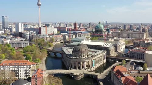 Aerial view of Bode Museum and Berliner Dom, Germany.