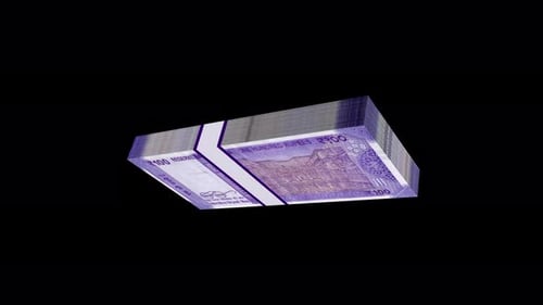 3D Animation of Indian Rupee Banknotes Stack Rotating