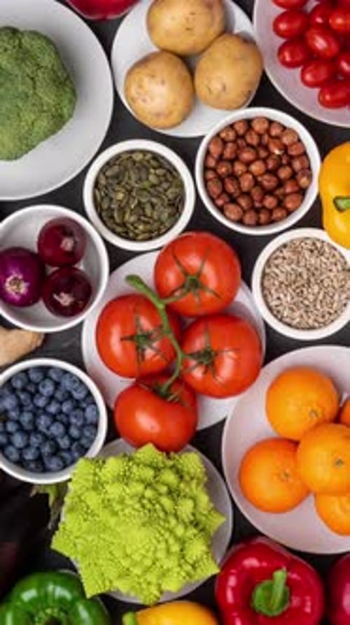 Colorful Overhead View of Fresh Produce and Ingredients