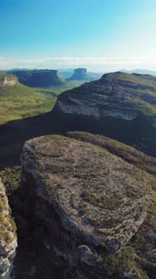 Aerial over Morro do Pai Inácio and Chapada Diamantina Mountains