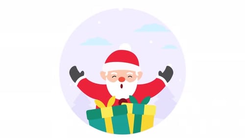 Flat Design Santa Claus with Gifts Christmas Animation