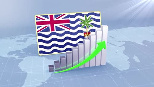 British Indian Ocean Territory Flag With Increasing Bar Chart Graph And Arrow Green