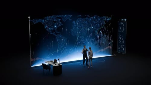 Futuristic Global Data Visualization with Animated Graphs