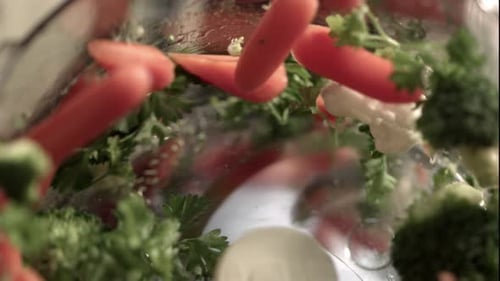 Fresh Vegetables Chopped in Food Processor