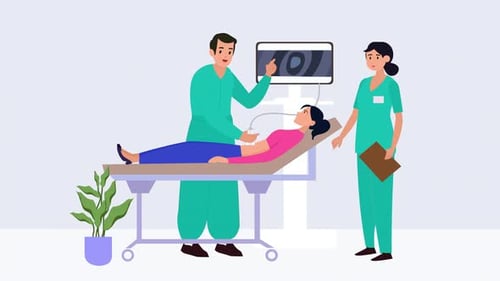 Animated Ultrasound Examination with Doctor and Nurse
