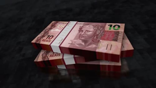 Brazil Real money banknote pile packs
