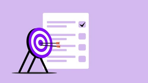 Animated Flat Design Target and Checklist for Business Goals