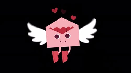 Animated Pink Love Letter with Flying Hearts