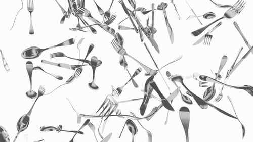 Dynamic Falling Cutlery Animation with Alpha Channel