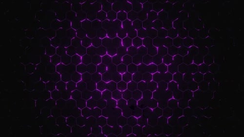 Abstract hexagon background with illuminated purple lines