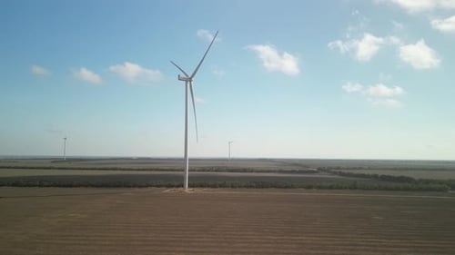 Wind Turbines. Wind Power Electric Plant. Renewable Energy
