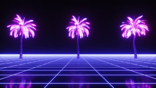 Fond de synthwave Glowing Palms