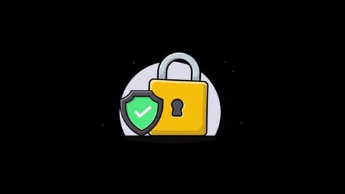 Animated Padlock and Shield Security Icon