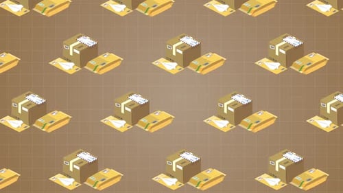 Seamless Isometric Loop of Animated Delivery Boxes and Mail
