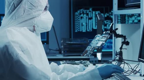 Wissenschaftliches Labor mit verschiedenen Forschungsgeräten Wissenschaftler führen Experimente durch