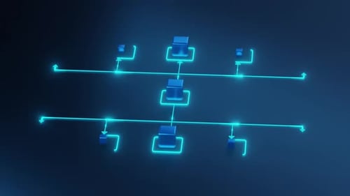 Digitale Netzwerkstruktur mit blauen Servern