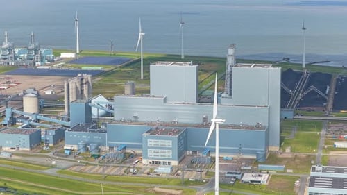 Industrial coal and biomass power plant in Netherlands, energy production