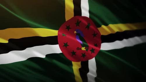 Dominica National Flag Waving in Realistic Animation