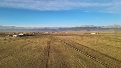 aerial dry fields countryside