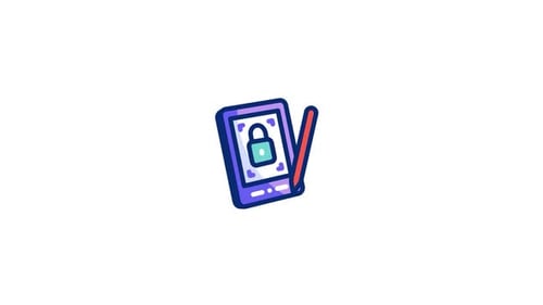 Animated Security Lock on Digital Tablet Flat Design