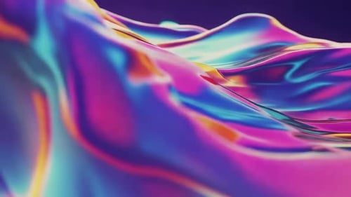 Iridescent Liquid Waves Abstract Motion Graphic with Vibrant