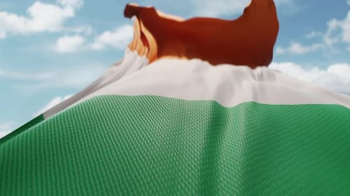 Realistic Waving India Flag Animation with Blue Sky Background