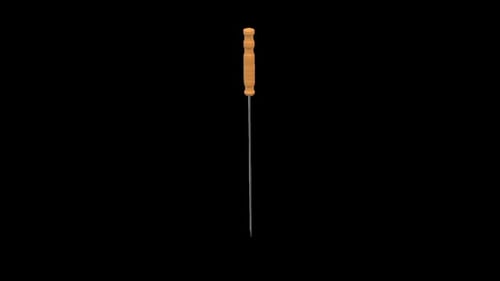 Animated Rotating Metal Skewer with Wooden Handle