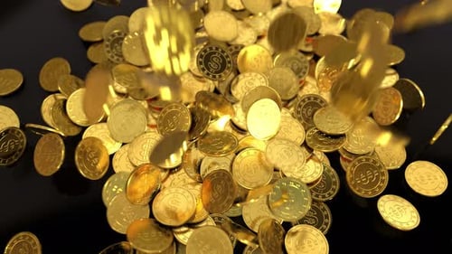 Falling Golden Dollar Coins Pile Up Animation