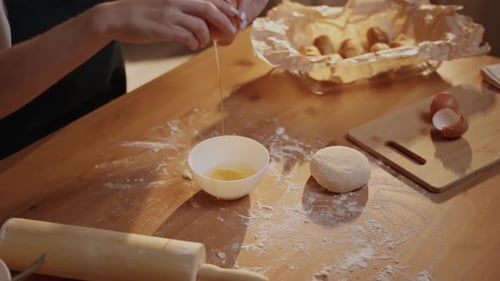 Cracking Eggs for Baking at Home