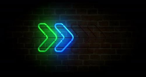 Arrow neon on brick wall loop