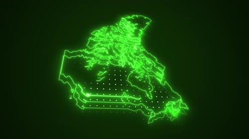 Animated Neon Canada Map with Glowing Data Connections