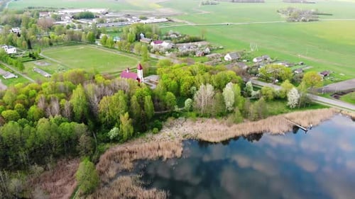 Aerial View of a Polish Village on a Summer Day