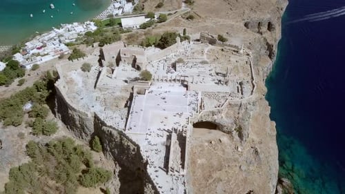 Acrópolis de Lindos, imágenes aéreas de la Acrópolis de Lindos, Rodos