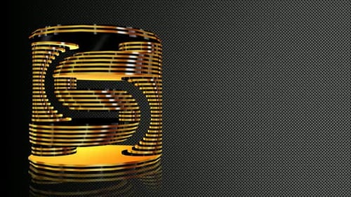 Abstract Gold and Black Geometric Rotating Loop Background