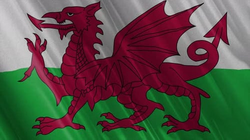 Animated Waving Welsh Flag with Red Dragon