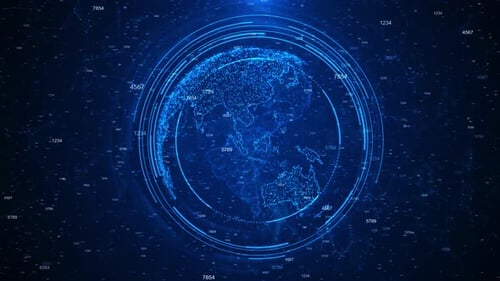 Globale Netzwerkverbindung Planet Erde Internet und Technologie Weltkarte Punkt- und Linienzusammensetzung