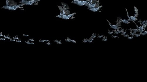 Crystal Birds Flying Swarm Overlay Animation