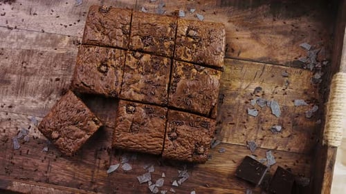 Delicious Brownies Cut into Squares on Tray