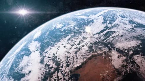 Raketen- oder Raketenstart von der Erdoberfläche, vom Weltraum aus gesehen