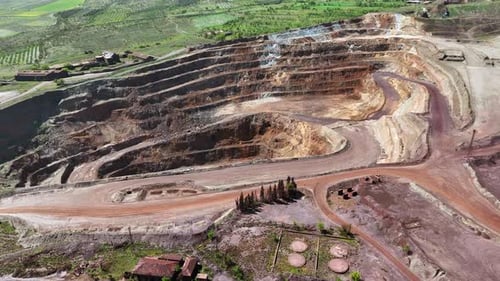 Huge abandoned open pit mine.
