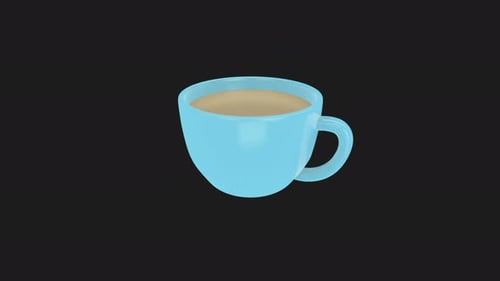 Animation de tasse à café de dessin animé 3D 4K