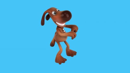 Fun 3D cartoon dog dancing (with alpha channel included)