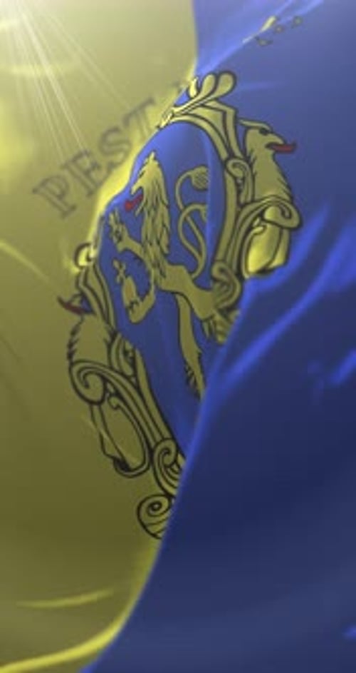 Vertical Waving Flag with Detailed Emblem Animation