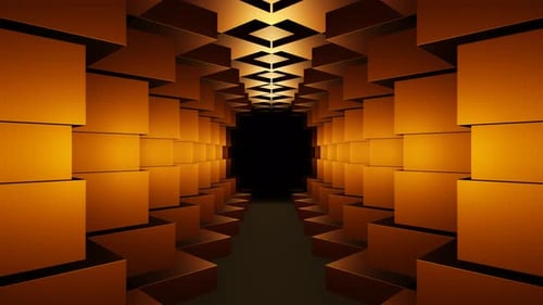 Abstract Geometric Golden Tunnel Loop Animation Background