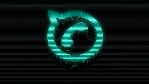 Animated Tech Icon Morphing with Holographic Scanlines