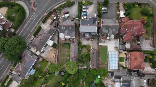 Ascending view of victorian homes and gardens in southport