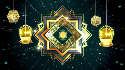 Elegant Golden Decorative Frame with Festive Lanterns