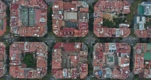 Aerial View of Typical Buildings of Barcelona Cityscape